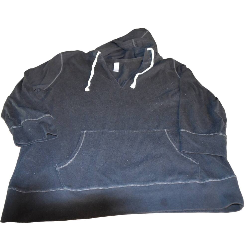 Old Navy Intimates, Black Pullover Hoodie, 3/4 Sleeve, White Stitching, Large